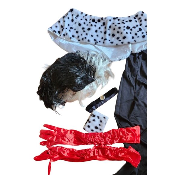 Women Smiffy's Evil Madame Cruella Deville Halloween Costume Wig Size M 10/12 - Picture 2 of 3